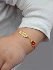 18K Gold Custom Baby Bracelet with Ladybug Charm