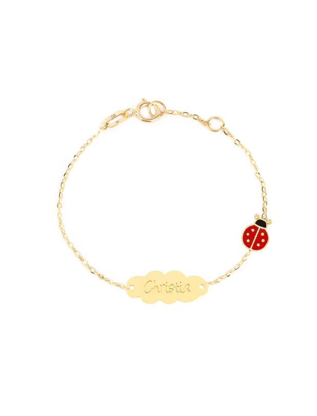 18K Gold Custom Baby Bracelet with Ladybug Charm