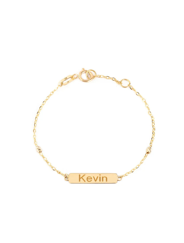 18K Gold Personalized Baby Bracelet with Nameplate