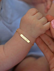 18K Gold Personalized Baby Bracelet with Nameplate