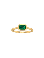 18K Gold Baguette Bezel Stackable Ring