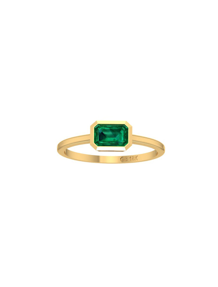 18K Gold Baguette Bezel Stackable Ring