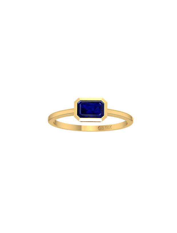18K Gold Baguette Bezel Stackable Ring