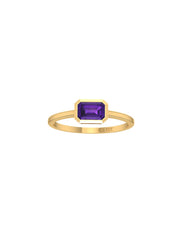 18K Gold Baguette Bezel Stackable Ring