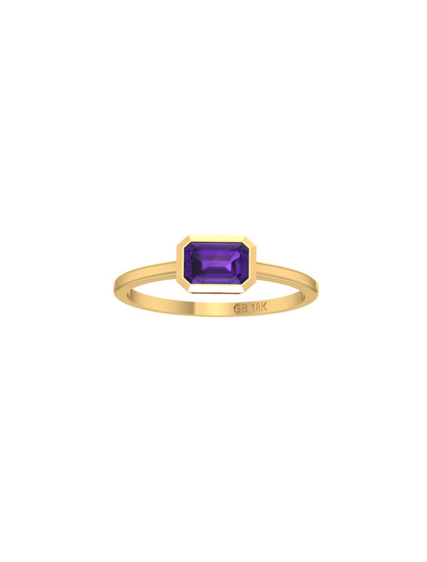 18K Gold Baguette Bezel Stackable Ring