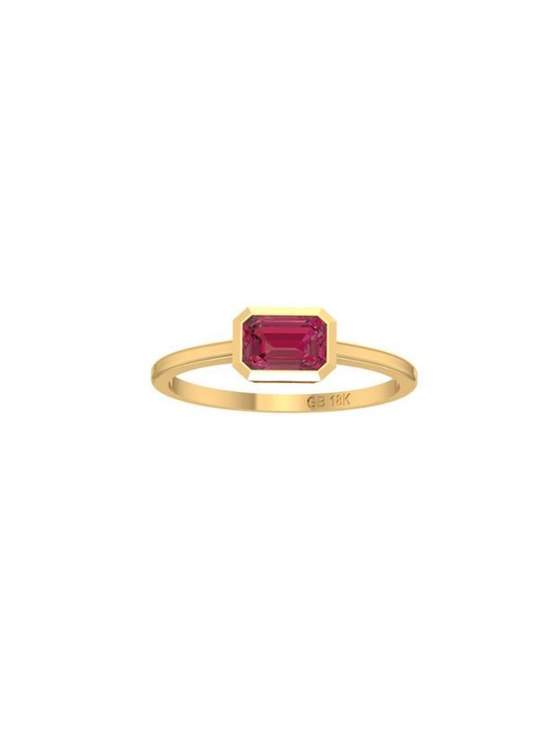 18K Gold Baguette Bezel Stackable Ring