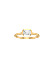 18K Gold Baguette Bezel Stackable Ring