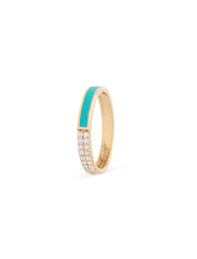 18K Gold Ring with Split Enamel & Pavé Design | Contemporary Jewelry with Free Shipping