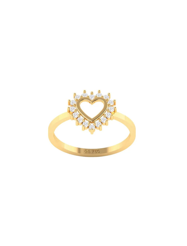 18K Gold Radiant Love Beaming Heart Ring