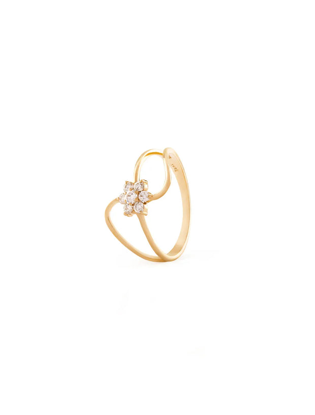 18K Gold Floral Diamond Ring
