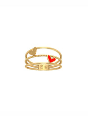 18K Gold Layered Hearts Ring