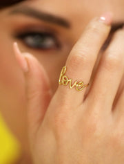 18K Gold Love Wire Ring