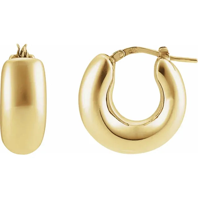 14k Yellow Gold Electroform Hoop Earrings