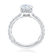 14k Round Diamond Engagement Ring with Hidden Halo and Quilted Interior