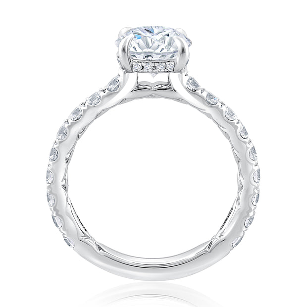 14k Round Diamond Engagement Ring with Hidden Halo and Quilted Interior