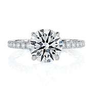 14k Round Solitaire Engagement Ring with Pavé Diamonds