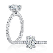 14k Diamond Pavé Engagement Ring with Quilted Interior