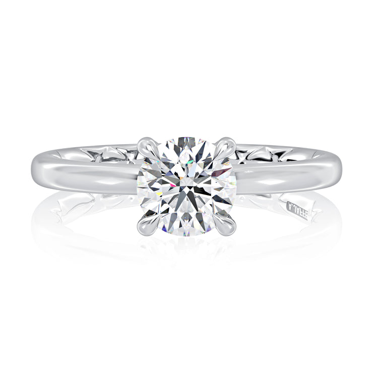 14k Classic Four Prong Solitaire Round Diamond Engagement Ring