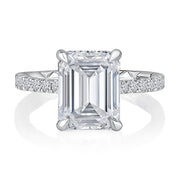 14k Radiant Cut Diamond Engagement Ring with Hidden Halo and Quilted Interior Band