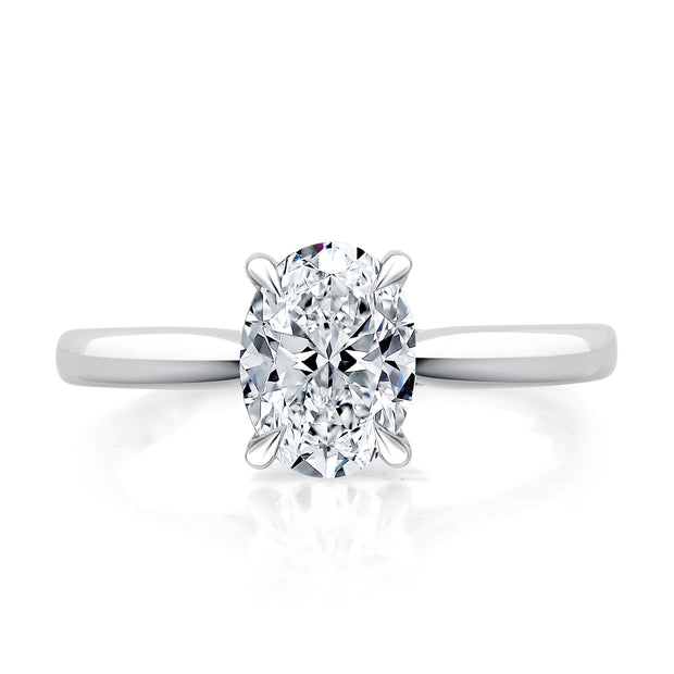 14k Oval Solitaire Engagement Ring with Hidden Pavé Diamonds