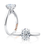 14k Oval Solitaire Engagement Ring with Hidden Pavé Diamonds