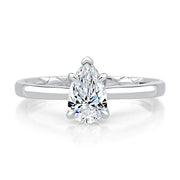 14k Pear Cut Solitaire Diamond Engagement Ring with Quilted Interior