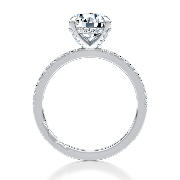 14k Round Cut Hidden Halo Engagement Ring with Pavé Split Shank