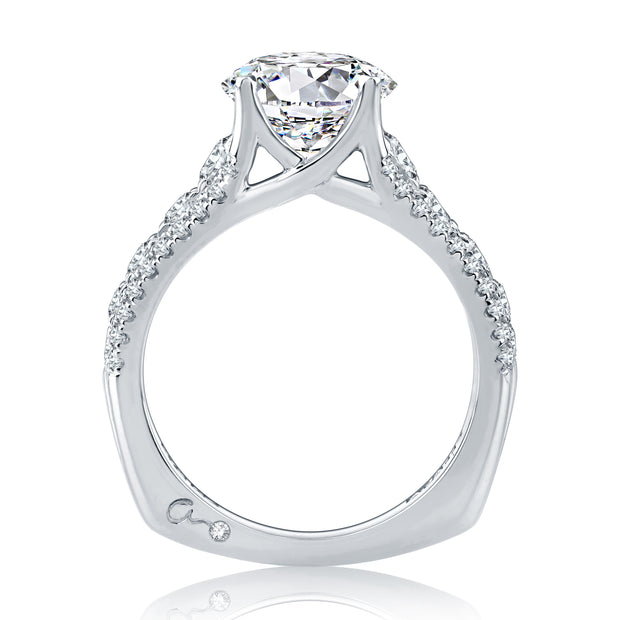 14k Modern Triple Row Diamond Pavé Engagement Ring