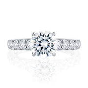 14k Modern Pavé Round Cut Diamond Engagement Ring