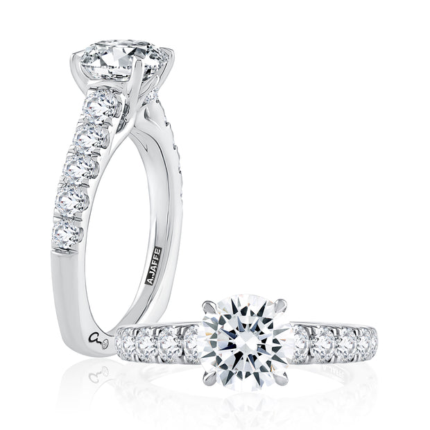 14k Modern Pavé Round Cut Diamond Engagement Ring