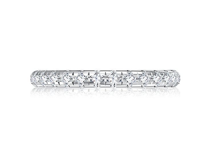 14k Classic Delicate Diamond Wedding Band with A.JAFFE Quilts™ Interior