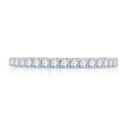 14k Half Pavé Diamond Wedding Band with Quilted Interior