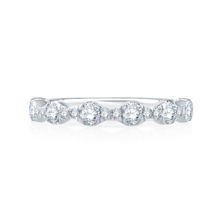 14k Floating Bubble Diamond Wedding Band with Quilted Interior