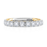 14k Modern Two-Tone Diamond Wedding Ring with Quilted Interior