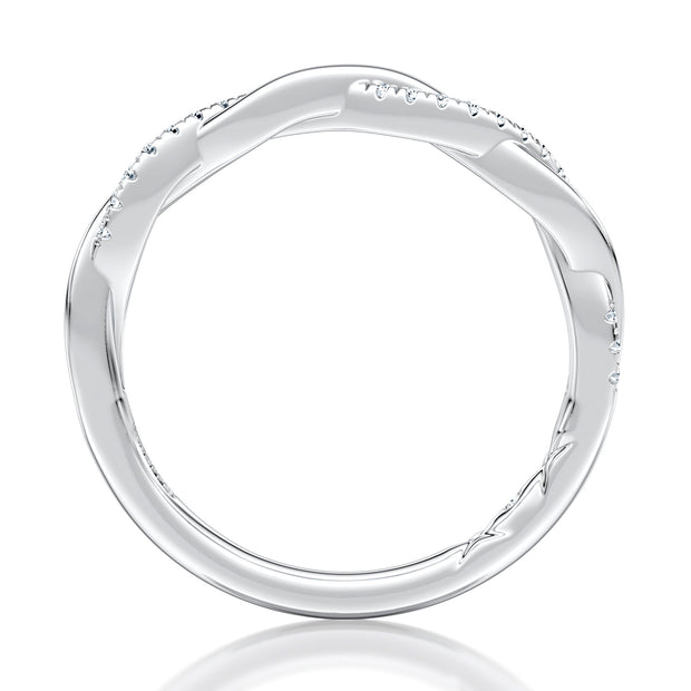 14k Alternating Row Diamond Wedding Band