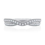 14k Double Row Curved Diamond Wedding Band