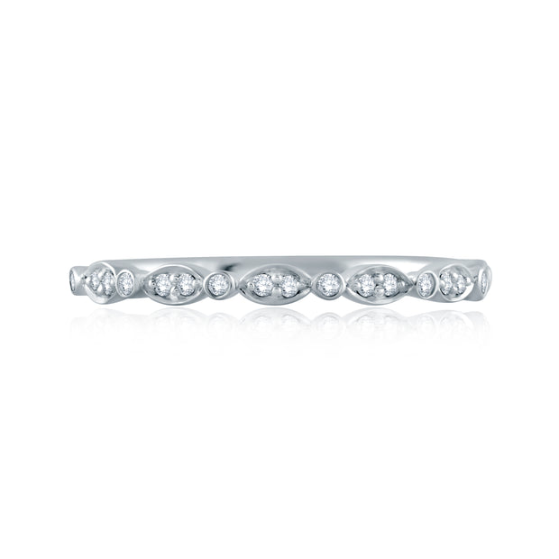 14k Marquise and Round Diamond Stackable Band