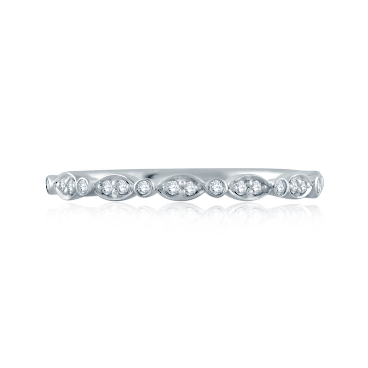 14k Marquise and Round Diamond Stackable Band