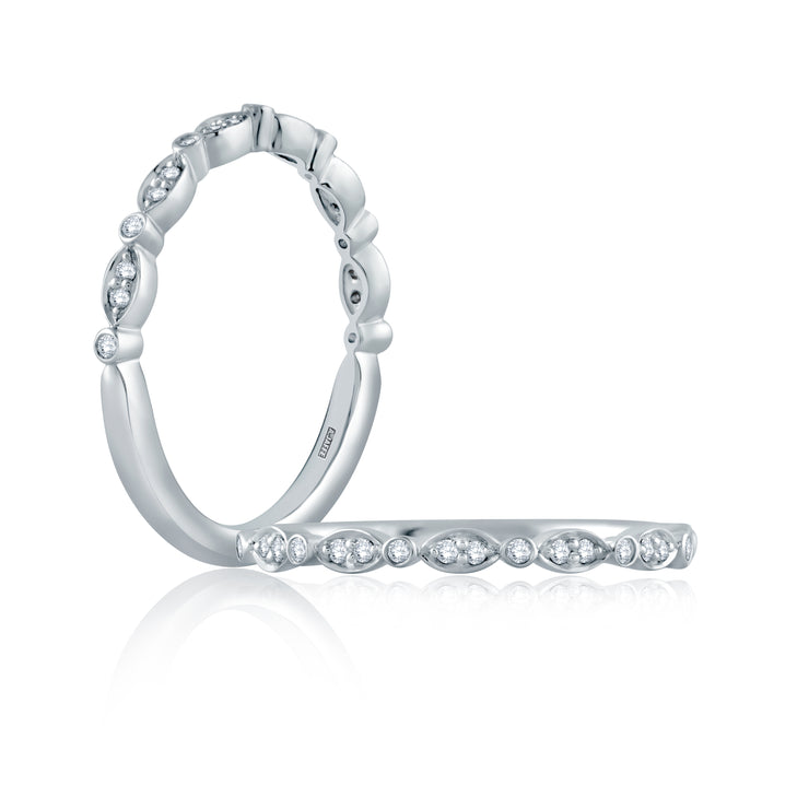 14k Marquise and Round Diamond Stackable Band