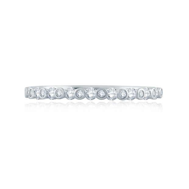 14k Alternating Bezel Set Diamond Stackable Half Eternity Band