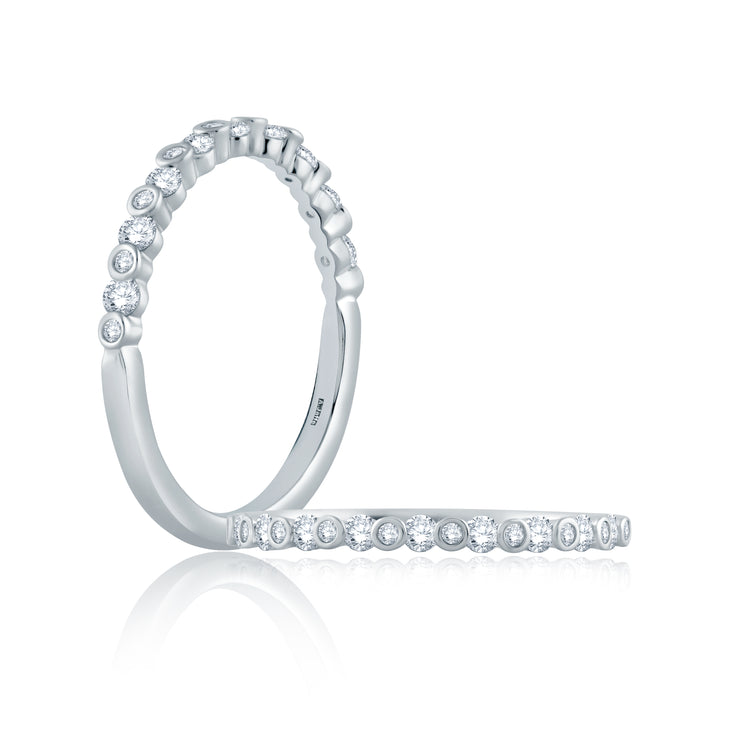 14k Alternating Bezel Set Diamond Stackable Half Eternity Band