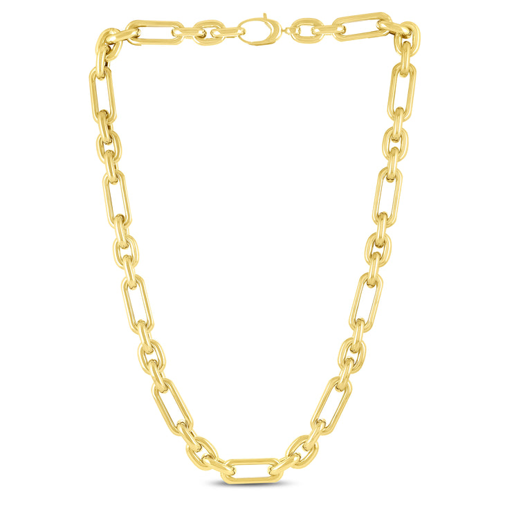 14K Gold Alternating Paperclip Oval Links Chain