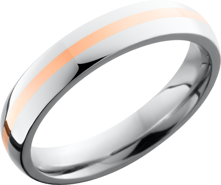 Cobalt chrome 4mm domed band with a 1mm inlay of 14K Rose Gold