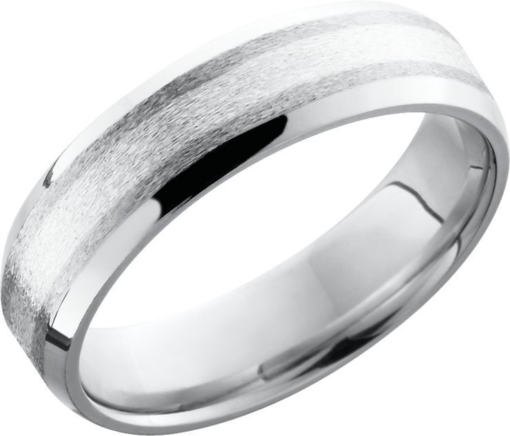 Cobalt chrome 6mm beveled band with a 2mm inlay of Sterling Silver