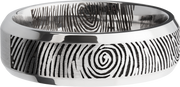 Cobalt chrome 7mm beveled band with a laser-carved fingerprint