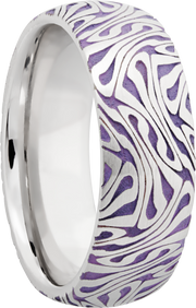 Cobalt chrome 8mm domed band with a laser-carved escher pattern featuring Bright Purple Cerakote in the recessed pattern