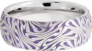 Cobalt chrome 8mm domed band with a laser-carved escher pattern featuring Bright Purple Cerakote in the recessed pattern