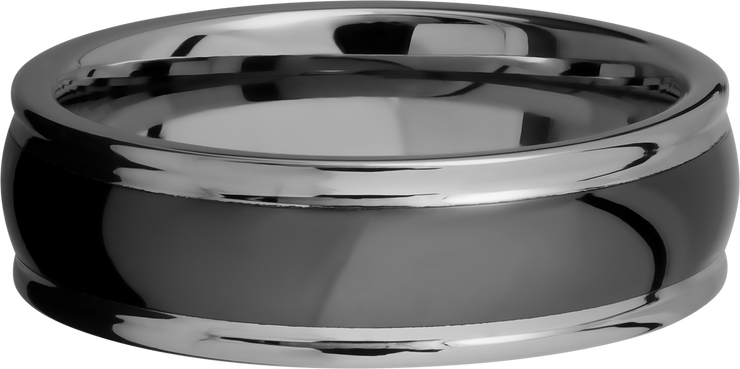 Tungsten and Ceramic 7mm domed band with rounded edges