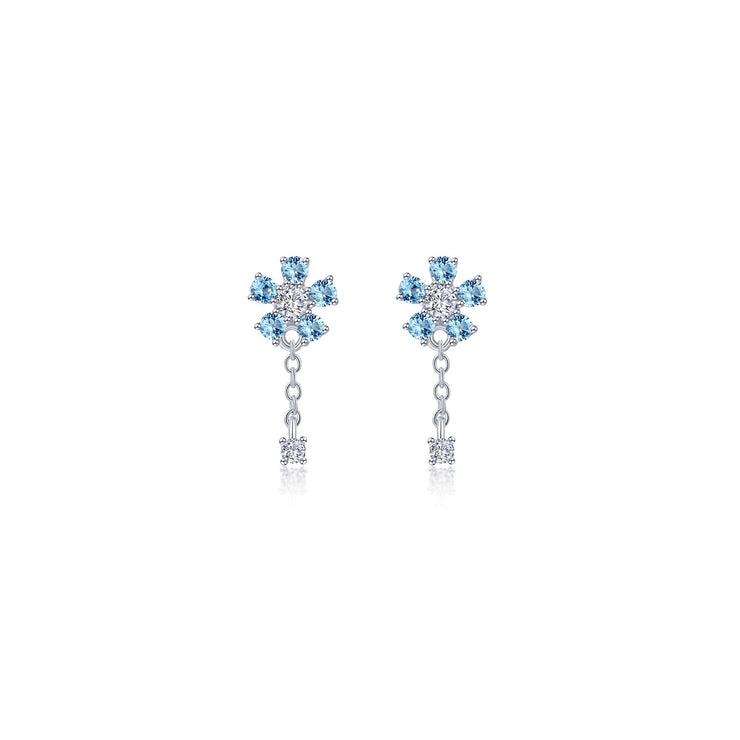 0.29 CTW Mini Flower Drop Earrings