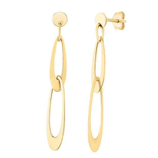 14K Gold Italian Oval Link Earrings